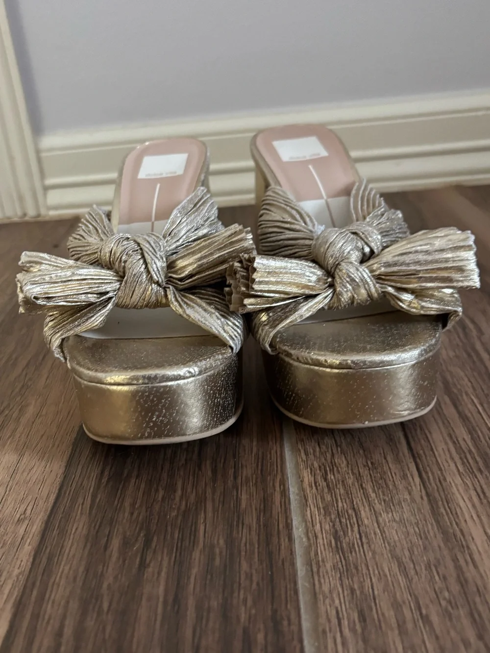 Dolce Vita Slip-On Platform Bow Mule with Knot Bow - Gold